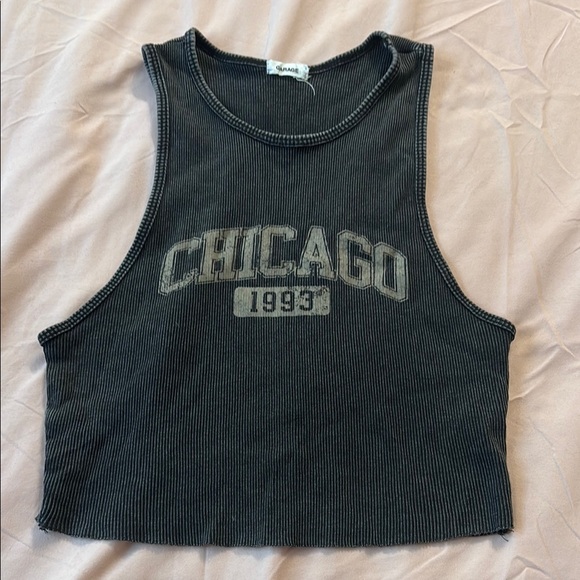 Black Chicago 1993 Ribbed Crop Top - Picture 1 of 2